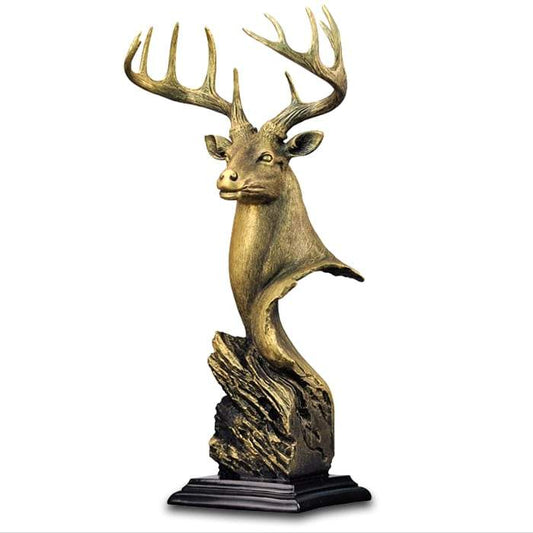 statue-tete-cerf-resine